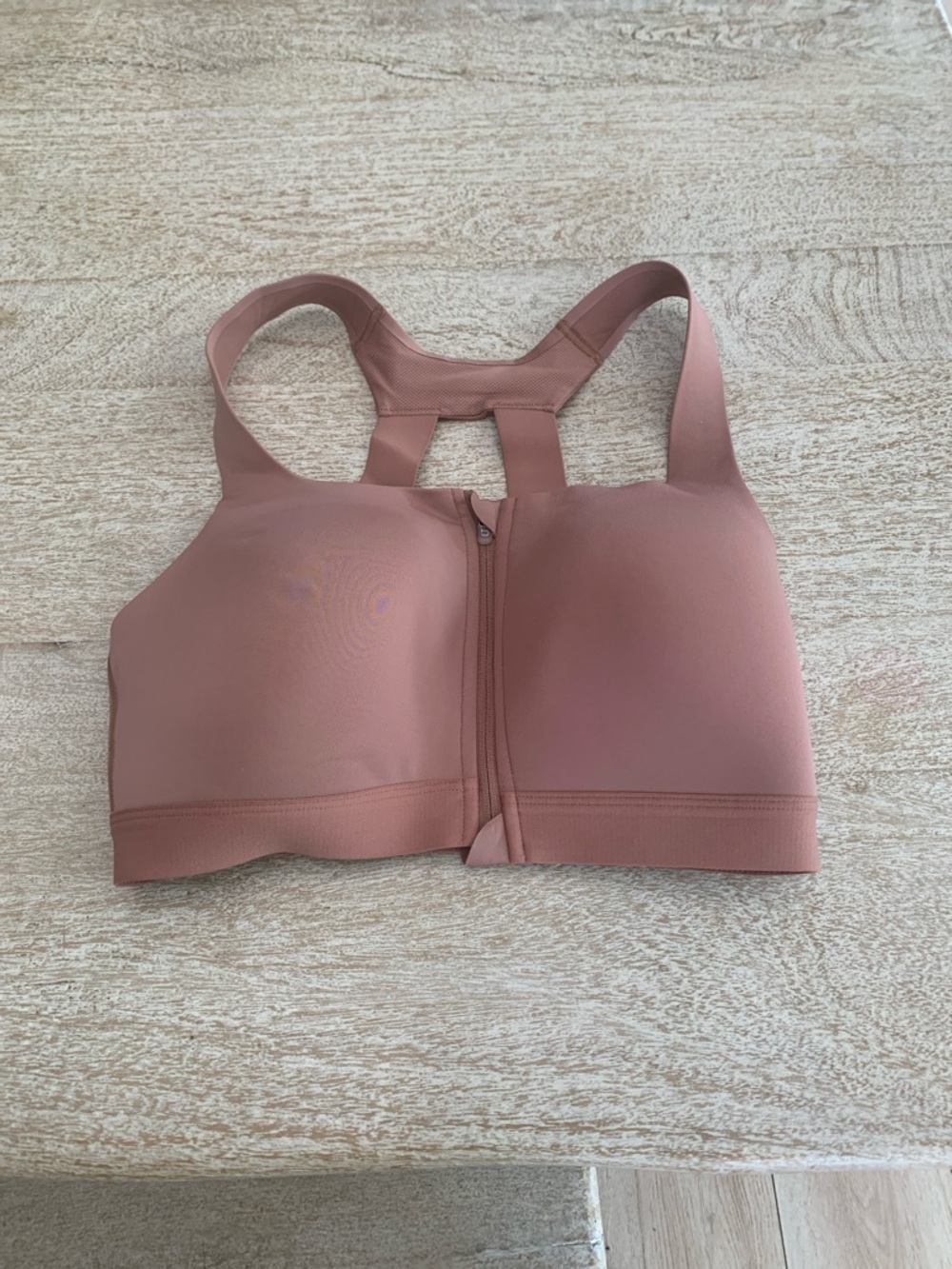 all in motion Front-Zip Wireless Sports Bra in Rose Taupe